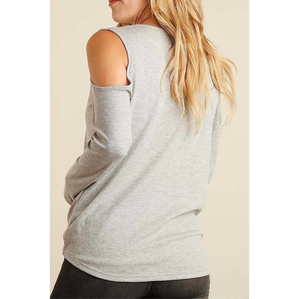 HP Gray Cutout Shoulder Button Top - Picture 2 of 3